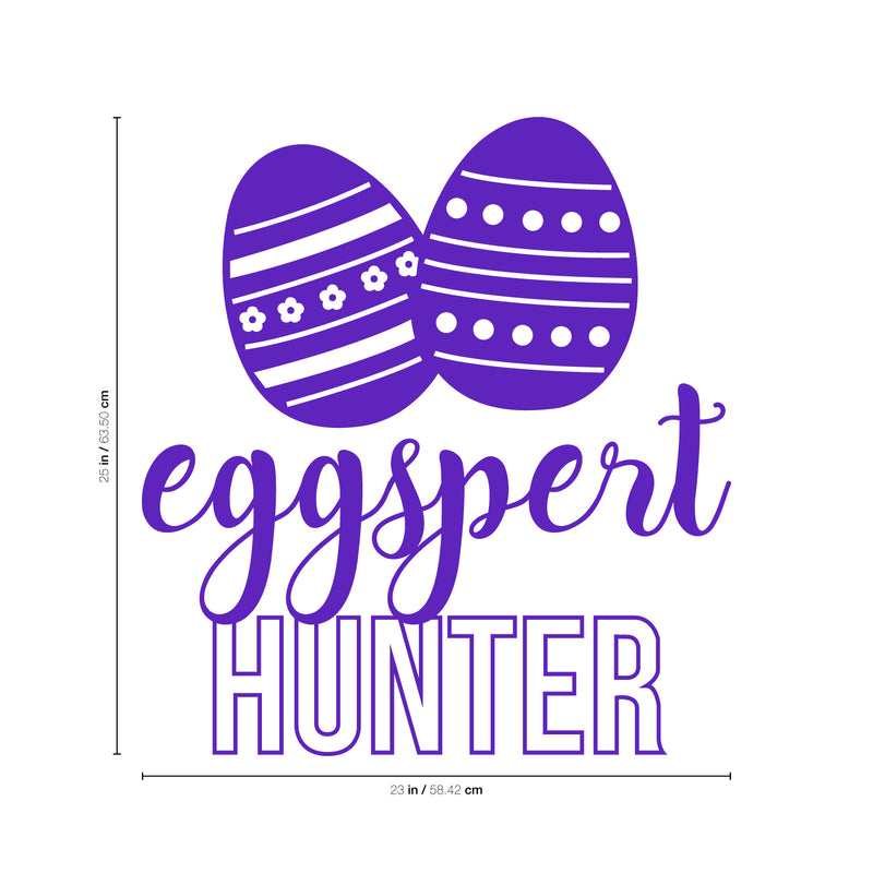 Easter Day Vinyl Wall Art Decal - Eggspert Hunter - 25" x 23" - Eggs Resurrection Sunday Pascha Holiday Modern Cute Home Living Room Bedroom Apartment Nursery Playroom Decor (25" x 23"; Purple) 2