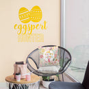 Easter Day Vinyl Wall Art Decal - Eggspert Hunter - 25" x 23" - Eggs Resurrection Sunday Pascha Holiday Modern Cute Home Living Room Bedroom Apartment Nursery Playroom Decor (25" x 23"; Yellow) 3