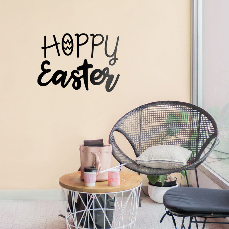 Easter Day Vinyl Wall Art Decal - Hoppy Easter - 16" x 22.5" - Resurrection Sunday Pascha Holiday Modern Church Home Living Room Bedroom Apartment Nursery Office Work Decor (16" x 22.5"; Black) 4