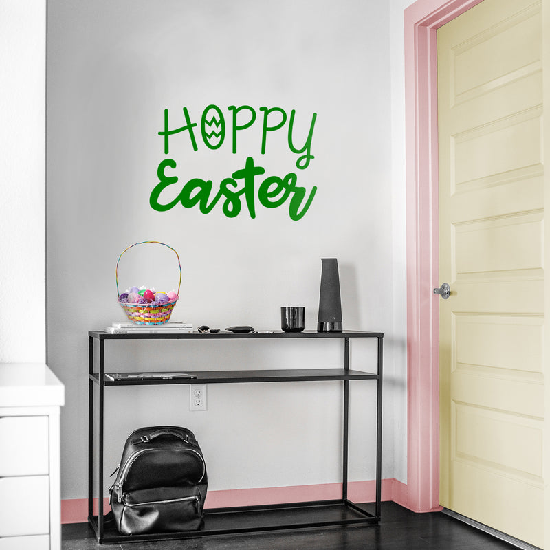 Easter Day Vinyl Wall Art Decal - Hoppy Easter - 16" x 22.5" - Resurrection Sunday Pascha Holiday Modern Church Home Living Room Bedroom Apartment Nursery Office Work Decor (16" x 22.5"; Green) 3