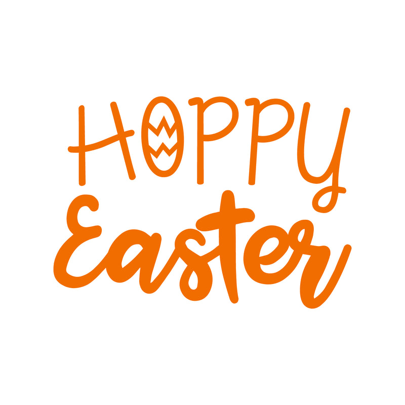 Easter Day Vinyl Wall Art Decal - Hoppy Easter - 16" x 22.5" - Resurrection Sunday Pascha Holiday Modern Church Home Living Room Bedroom Apartment Nursery Office Work Decor (16" x 22.5"; Orange) 1