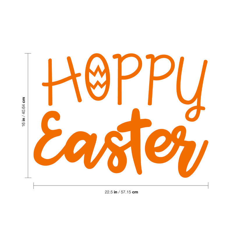 Easter Day Vinyl Wall Art Decal - Hoppy Easter - 16" x 22.5" - Resurrection Sunday Pascha Holiday Modern Church Home Living Room Bedroom Apartment Nursery Office Work Decor (16" x 22.5"; Orange) 2