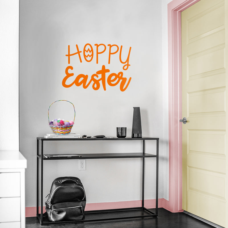 Easter Day Vinyl Wall Art Decal - Hoppy Easter - 16" x 22.5" - Resurrection Sunday Pascha Holiday Modern Church Home Living Room Bedroom Apartment Nursery Office Work Decor (16" x 22.5"; Orange) 3