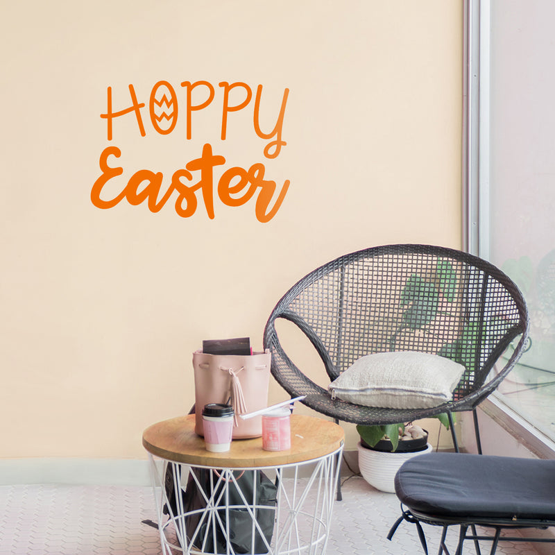 Easter Day Vinyl Wall Art Decal - Hoppy Easter - 16" x 22.5" - Resurrection Sunday Pascha Holiday Modern Church Home Living Room Bedroom Apartment Nursery Office Work Decor (16" x 22.5"; Orange) 4