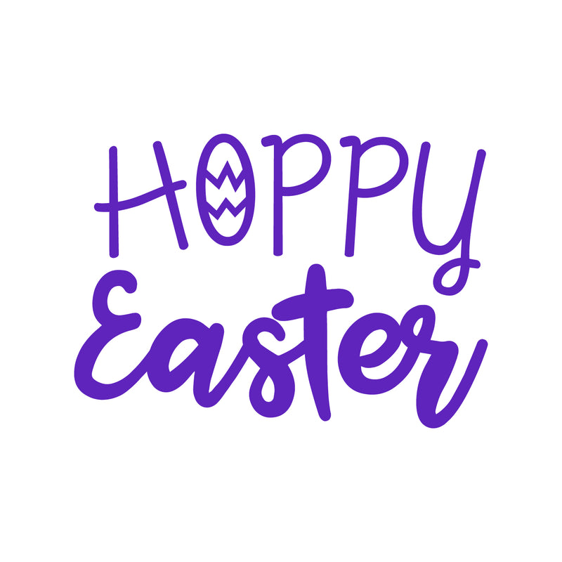 Easter Day Vinyl Wall Art Decal - Hoppy Easter - 16" x 22.5" - Resurrection Sunday Pascha Holiday Modern Church Home Living Room Bedroom Apartment Nursery Office Work Decor (16" x 22.5"; Purple) 1