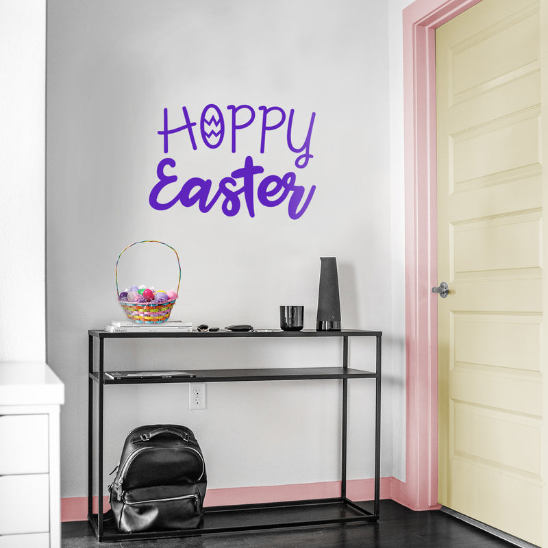 Easter Day Vinyl Wall Art Decal - Hoppy Easter - 16" x 22.5" - Resurrection Sunday Pascha Holiday Modern Church Home Living Room Bedroom Apartment Nursery Office Work Decor (16" x 22.5"; Purple) 3