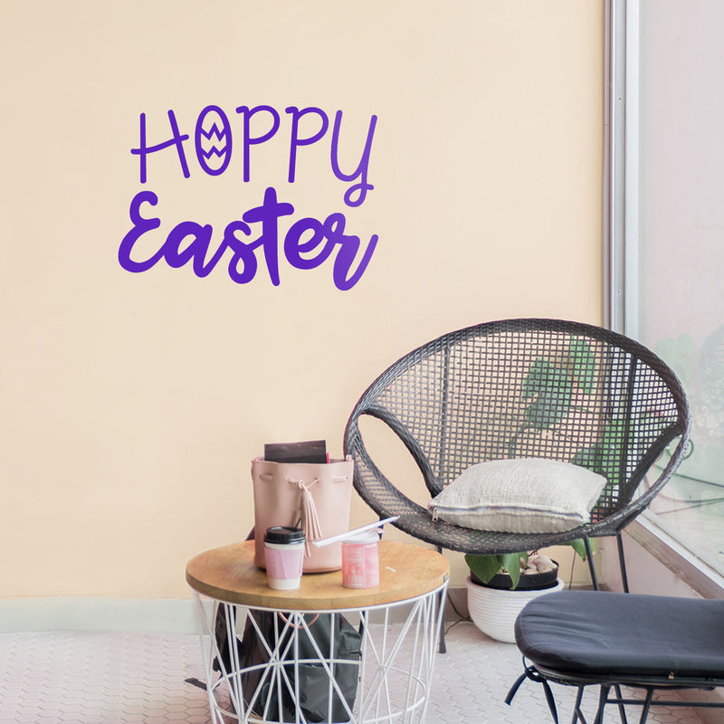 Easter Day Vinyl Wall Art Decal - Hoppy Easter - 16" x 22.5" - Resurrection Sunday Pascha Holiday Modern Church Home Living Room Bedroom Apartment Nursery Office Work Decor (16" x 22.5"; Purple) 4