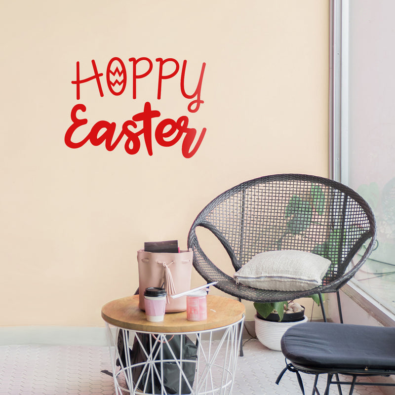 Easter Day Vinyl Wall Art Decal - Hoppy Easter - 16" x 22.5" - Resurrection Sunday Pascha Holiday Modern Church Home Living Room Bedroom Apartment Nursery Office Work Decor (16" x 22.5"; Red) 3