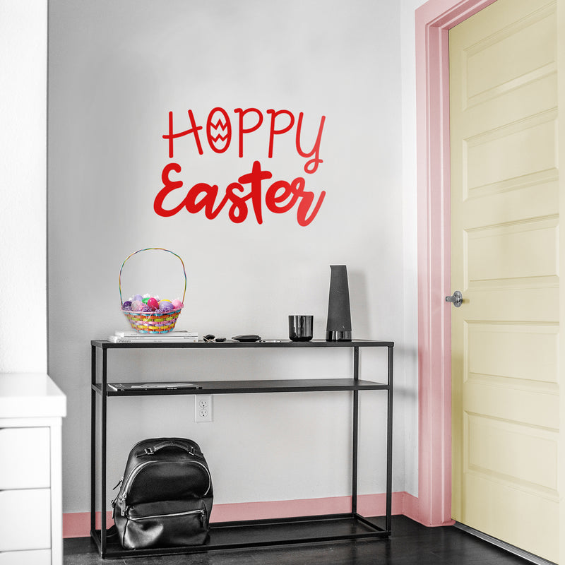 Easter Day Vinyl Wall Art Decal - Hoppy Easter - 16" x 22.5" - Resurrection Sunday Pascha Holiday Modern Church Home Living Room Bedroom Apartment Nursery Office Work Decor (16" x 22.5"; Red) 4