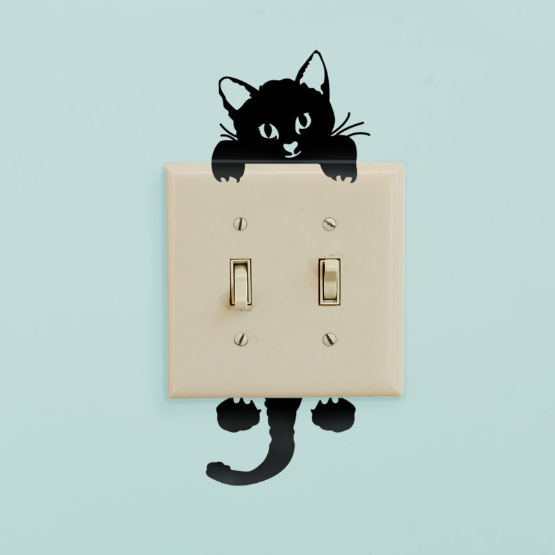 Vinyl Wall Art Decal - Kitty Cat - 8" x 3" - Cute Home Apartment Kids Boy Girl Bedroom Nursery Playroom Living Room Light Switch Decor - Laptop Computer Skin Car Bumper Sticker Designs 2