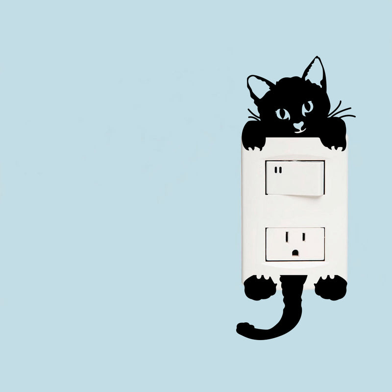 Vinyl Wall Art Decal - Kitty Cat - 8" x 3" - Cute Home Apartment Kids Boy Girl Bedroom Nursery Playroom Living Room Light Switch Decor - Laptop Computer Skin Car Bumper Sticker Designs 1
