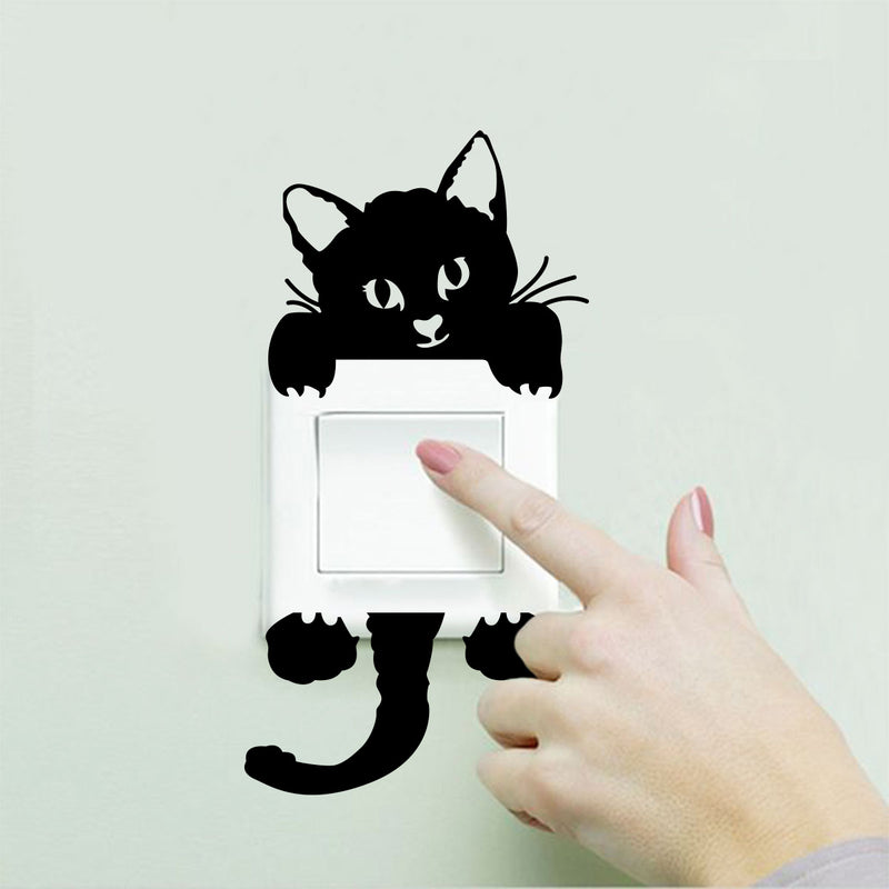 Vinyl Wall Art Decal - Kitty Cat - 8" x 3" - Cute Home Apartment Kids Boy Girl Bedroom Nursery Playroom Living Room Light Switch Decor - Laptop Computer Skin Car Bumper Sticker Designs 2