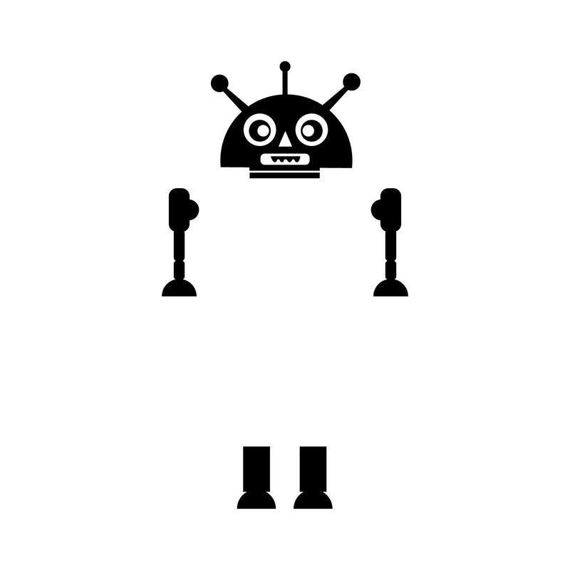 Vinyl Wall Art Decal - Three Antennas Robot - 8" x 4.6" - Cool Home Apartment Kids Bedroom Nursery Playroom Light Switch Decor - Laptop Computer Skin Car Bumper Sticker Designs (7" x 4"; Black) 1