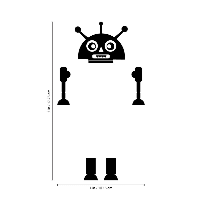 Vinyl Wall Art Decal - Three Antennas Robot - 8" x 4.6" - Cool Home Apartment Kids Bedroom Nursery Playroom Light Switch Decor - Laptop Computer Skin Car Bumper Sticker Designs (7" x 4"; Black) 4