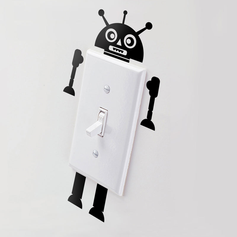Vinyl Wall Art Decal - Three Antennas Robot - 8" x 4.6" - Cool Home Apartment Kids Bedroom Nursery Playroom Light Switch Decor - Laptop Computer Skin Car Bumper Sticker Designs (7" x 4"; Black) 3