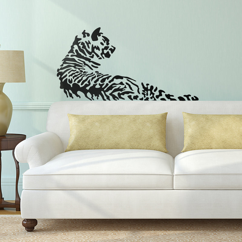 Vinyl Wall Art Decal - Tiger Laying Down - 22" x 39.5" - Modern Animal Jungle Safari Theme Home Bedroom Living Room Office Workplace Apartment Indoor Outdoor Household Decor (22" x 39.5"; Black) 3