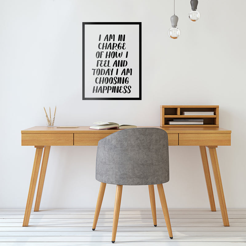 Vinyl Wall Art Decal - I Am In Charge Of How I Feel And Today I Am Choosing Happiness - Inspirational Home Bedroom Office Workplace Apartment Living Room Quote Decor (30" x 23"; Black) 2