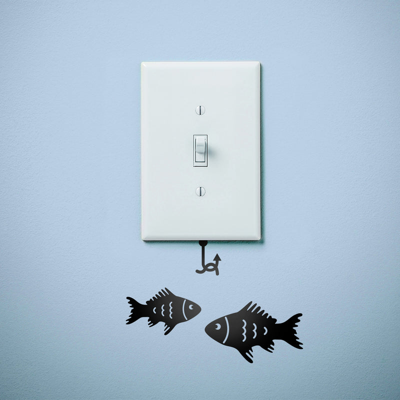 Vinyl Wall Art Decal - 2 Little Fish - - Cute Ocean Home Apartment Kids Bedroom Nursery Playroom Light Switch Decor - Laptop Computer Skin Car Bumper Sticker Designs (; Blue) 4