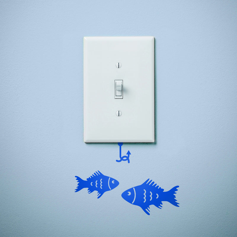 Vinyl Wall Art Decal - 2 Little Fish - 3" x 4.5" - Cute Ocean Home Apartment Kids Bedroom Nursery Playroom Light Switch Decor - Laptop Computer Skin Car Bumper Sticker Designs (3" x 4.5"; Blue) 2