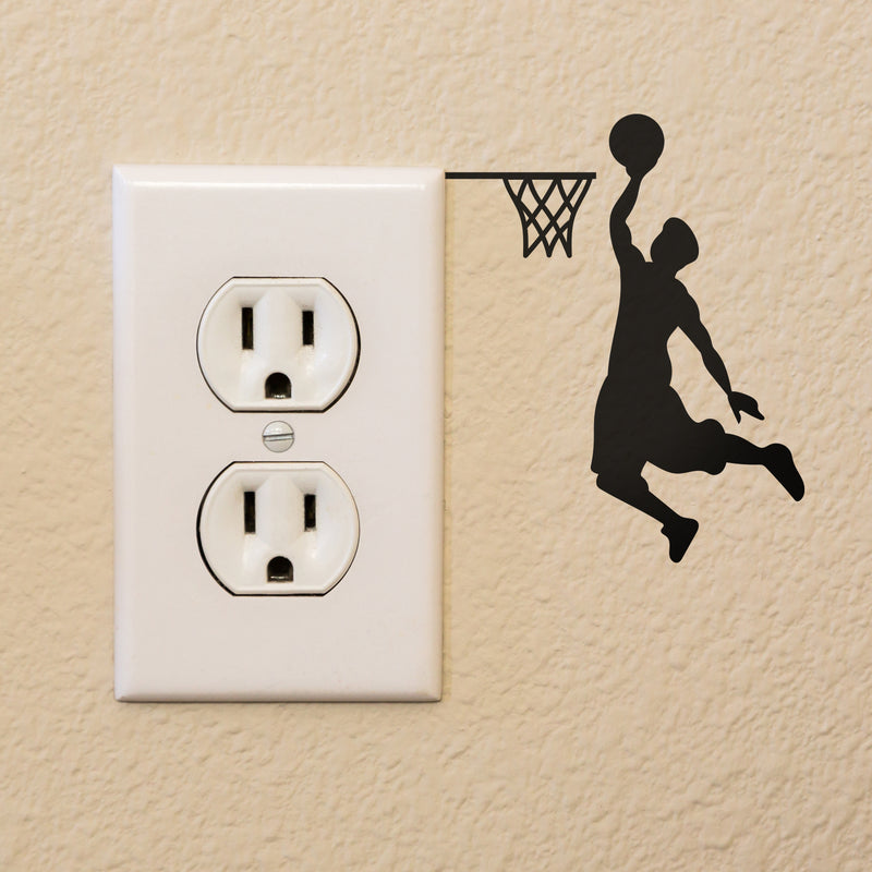 Vinyl Wall Art Decal - Basketball Player Hoop Dunk - 4" x 3.21" - Fun Kids Decor for Light Switch Bedroom Laptop Luggage Car Bumper Sticker Computer Peel and Stick Design (4" x 3.21"; Black) 2