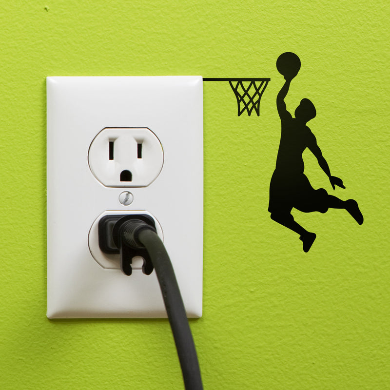 Vinyl Wall Art Decal - Basketball Player Hoop Dunk - 4" x 3.21" - Fun Kids Decor for Light Switch Bedroom Laptop Luggage Car Bumper Sticker Computer Peel and Stick Design (4" x 3.21"; Black) 3