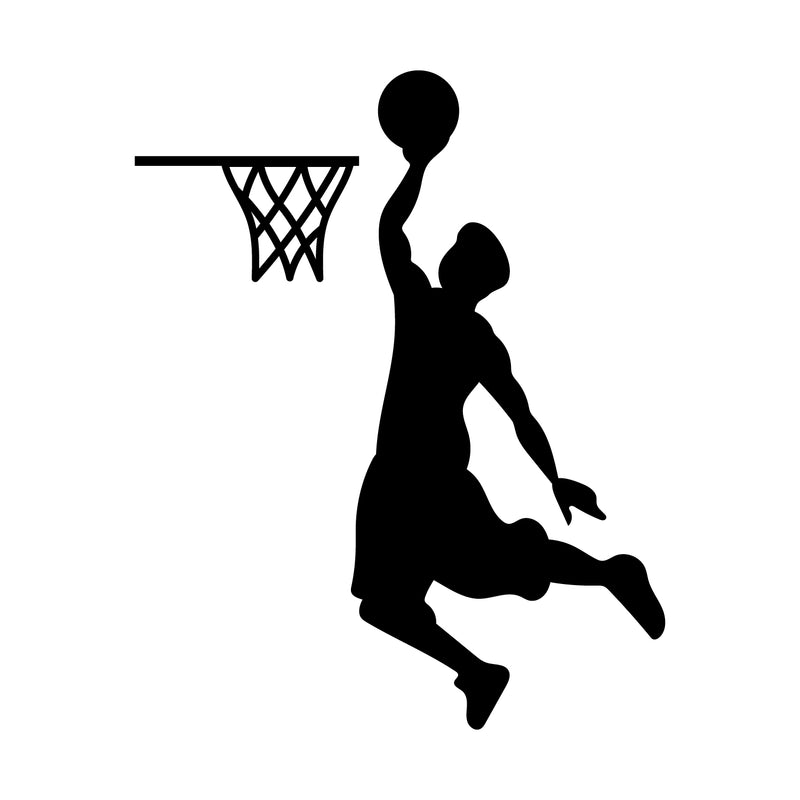 Vinyl Wall Art Decal - Basketball Player Hoop Dunk - 4" x 3.21" - Fun Kids Decor for Light Switch Bedroom Laptop Luggage Car Bumper Sticker Computer Peel and Stick Design (4" x 3.21"; Black) 1