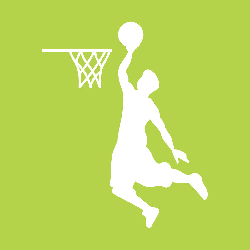 Vinyl Wall Art Decal - Basketball Player Hoop Dunk - 4" x 3.21" - Fun Kids Decor for Light Switch Bedroom Laptop Luggage Car Bumper Sticker Computer Peel and Stick Design (4" x 3.21"; White) 1