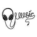 Vinyl Wall Art Decal - Headphones Spelling Music - Cool Modern Design for Home Living Room Bedroom Sticker - Trendy Music Lovers for Office Business Workplace Decor (22" x 34"; Black) 1