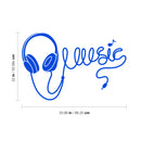 Vinyl Wall Art Decal - Headphones Spelling Music - 22" x 34" - Cool Modern Design for Home Living Room Bedroom Sticker - Trendy Music Lovers for Office Business Workplace Decor (22" x 34"; Blue) 4