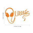 Vinyl Wall Art Decal - Headphones Spelling Music - 22" x 34" - Cool Modern Design for Home Living Room Bedroom Sticker - Trendy Music Lovers for Office Business Workplace Decor (22" x 34"; Orange) 4