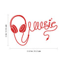 Vinyl Wall Art Decal - Headphones Spelling Music - 22" x 34" - Cool Modern Design for Home Living Room Bedroom Sticker - Trendy Music Lovers for Office Business Workplace Decor (22" x 34"; Red) 4