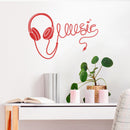 Vinyl Wall Art Decal - Headphones Spelling Music - 22" x 34" - Cool Modern Design for Home Living Room Bedroom Sticker - Trendy Music Lovers for Office Business Workplace Decor (22" x 34"; Red) 3