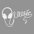 Vinyl Wall Art Decal - Headphones Spelling Music - 22" x 34" - Cool Modern Design for Home Living Room Bedroom Sticker - Trendy Music Lovers for Office Business Workplace Decor (22" x 34"; White) 1