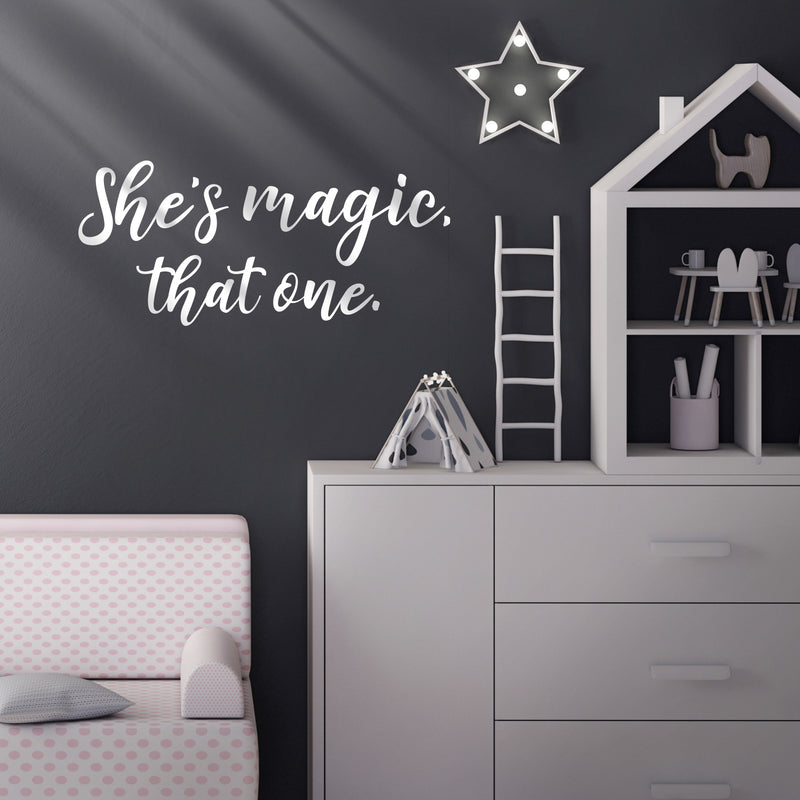 Vinyl Wall Art Decal - She’s Magic That One - 10" x 22.5" - Inspirational Women’s Indoor Home Apartment Living Room - Trendy Female Bedroom Office Dorm Room Work Decor Quote (10" x 22.5"; White) 2