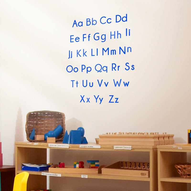 Vinyl Wall Art Decal - Set of Abc’s Alphabet Letters - 27.5" x 22.5" - Educational Kids Learning Home Apartment Bedroom Playroom Classroom Homeschool Preschool Kindergarten (27.5" x 22.5"; Blue) 3