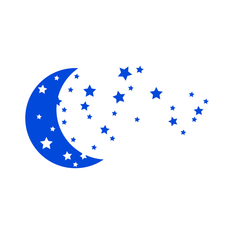 Vinyl Wall Art Decals - Moon and Stars - Sweet Cute Night Space Shapes for Kids Toddlers Teens Bedroom Playroom Nursery Living Room Home Apartment Decorations 2