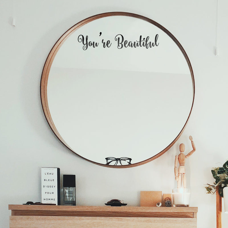 Vinyl Wall Art Decal - You're Beautiful - 2. Chic Motivational Women's Decal For Home Apartment Bedroom Living Room Decor - Modern Femme Office Workplace Window Door Decoration 2