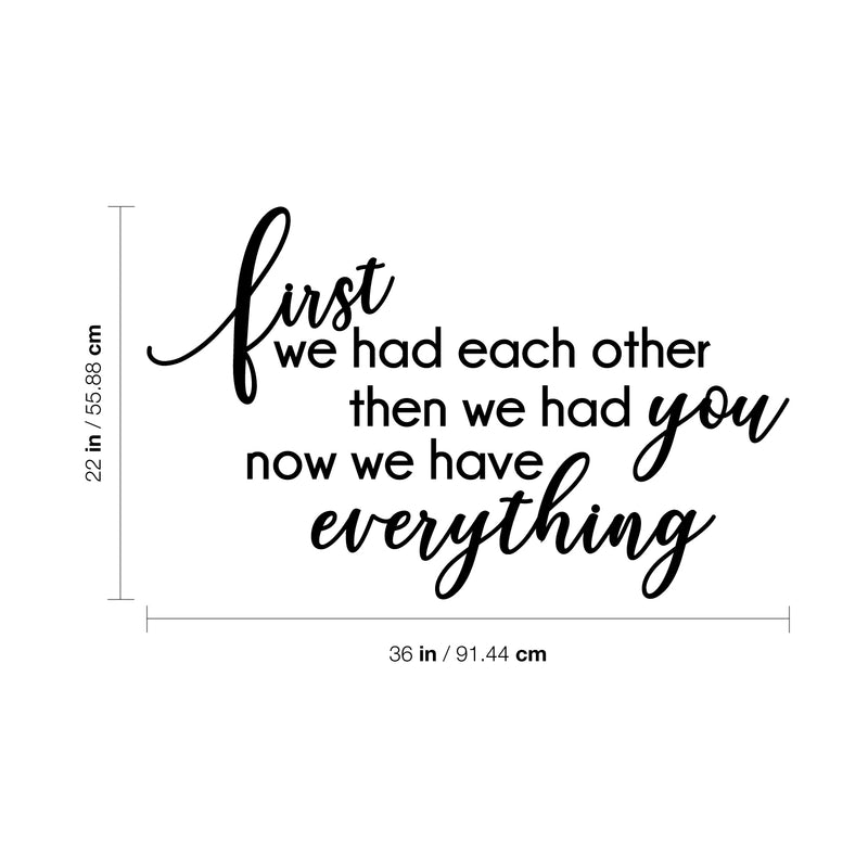 Vinyl Art Wall Decal - First We Had Each Other Then We Had You Now We Have Everything - Cute Modern Kids Toddlers Home Bedroom Playroom Apartment Nursery Decor Stickers 4