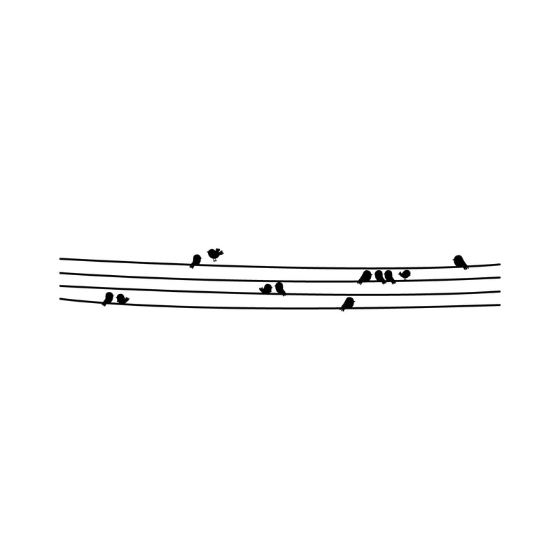 Vinyl Wall Art Decal - Little Birds On Strings - 5" x 35" - Cute Modern Home Bedroom Living Room Office Decor - Minimalist Trendy Apartment Nursery Playroom Work Indoor Stickers 1