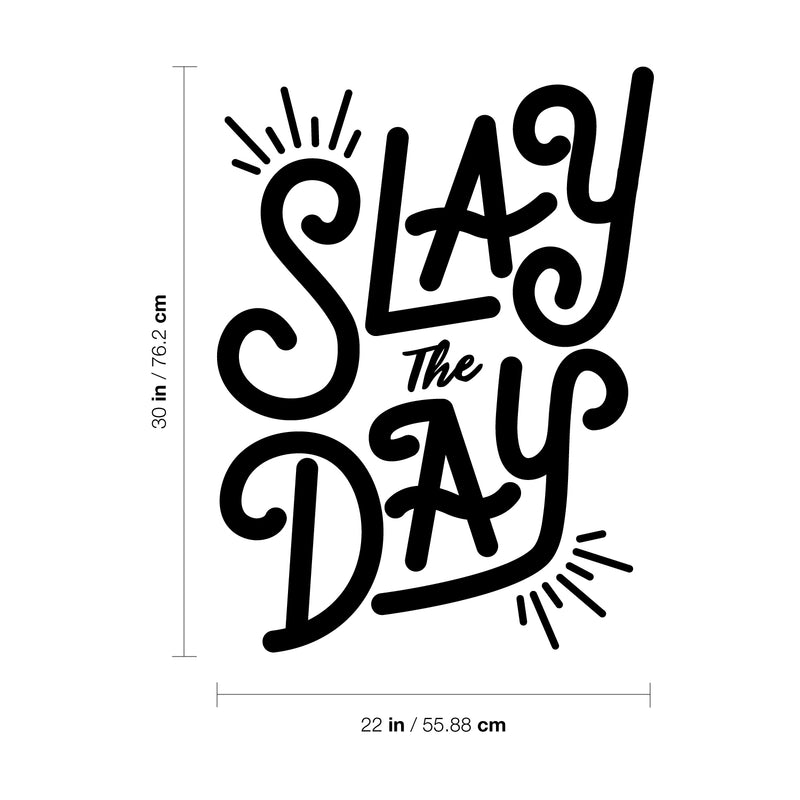 Vinyl Wall Art Decal - Slay The Day - Modern Motivational Home Bedroom Office Living Room Quote - Girly Trendy Positive Workplace Apartment Indoor Outdoor Decor 4