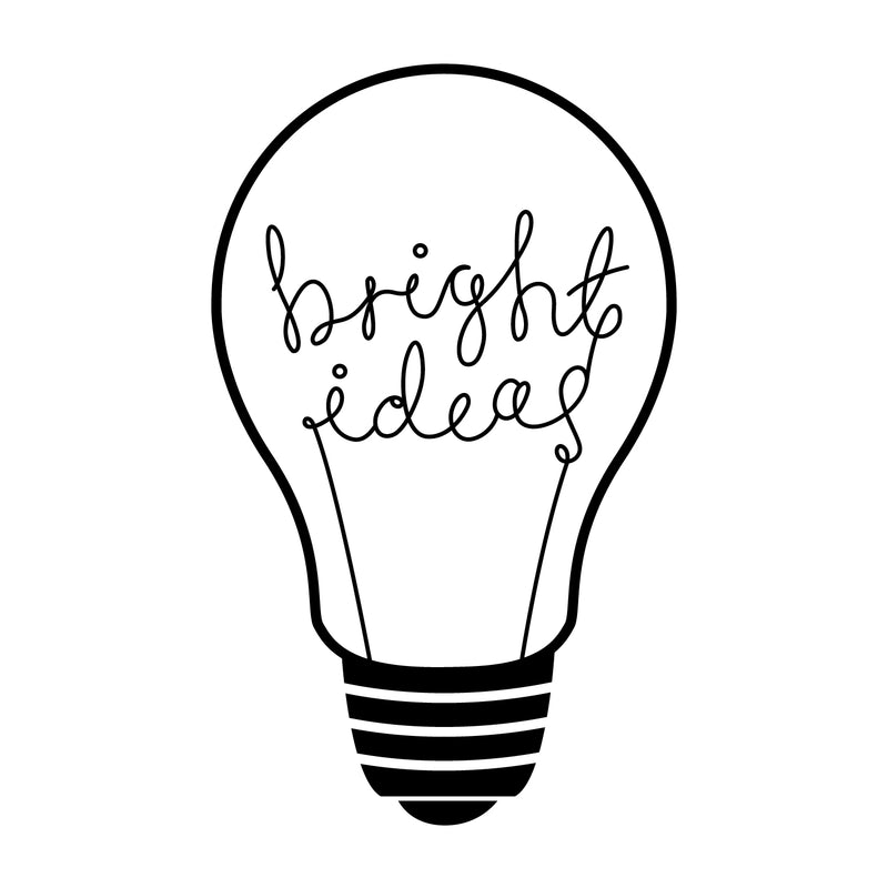 Vinyl Wall Art Decal - Bright Ideas - - Trendy Positive Motivational Light Bulb Design Indoor Outdoor Home Apartment Living Room Bedroom Office Dorm Room Work Quotes Decor 1