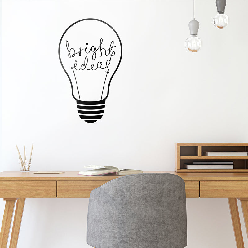 Vinyl Wall Art Decal - Bright Ideas - 30" x 18.5" - Trendy Positive Motivational Light Bulb Design Indoor Outdoor Home Apartment Living Room Bedroom Office Dorm Room Work Quotes Decor 2