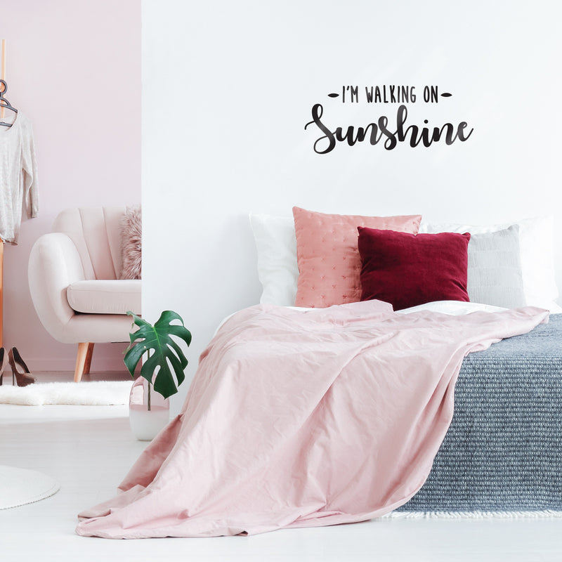 Vinyl Wall Art Decal - I’m Walking On Sunshine - 10.5" x 25.5" - Positive Modern Trendy Home Office Bedroom Living Room Quote - Happy Motivational Workplace Apartment Decoration (10.5" x 25.5"; Black) 2