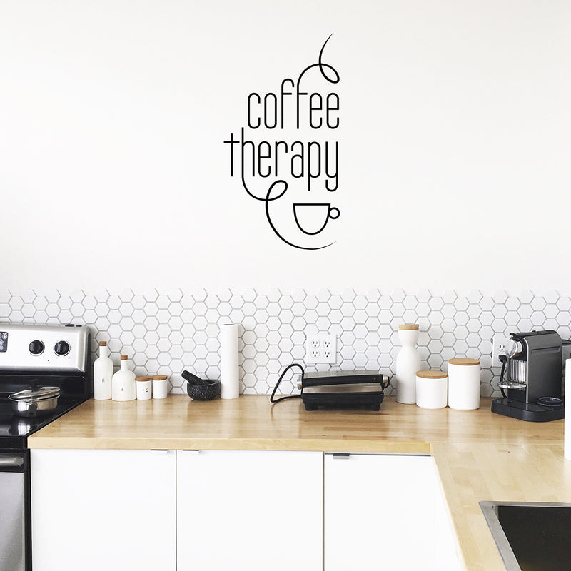 Vinyl Wall Art Decal - Coffee Therapy - 30" x 15" - Motivational Wall Sticker - Funny Trendy Home Apartment Living Room Office Workplace Business Decor Lifestyle Coffee Lovers Positive Every Day Quote 2