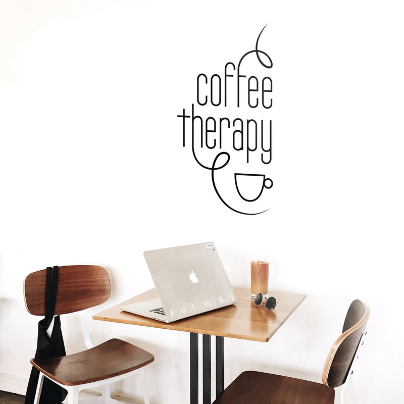 Vinyl Wall Art Decal - Coffee Therapy - 30" x 15" - Motivational Wall Sticker - Funny Trendy Home Apartment Living Room Office Workplace Business Decor Lifestyle Coffee Lovers Positive Every Day Quote 3