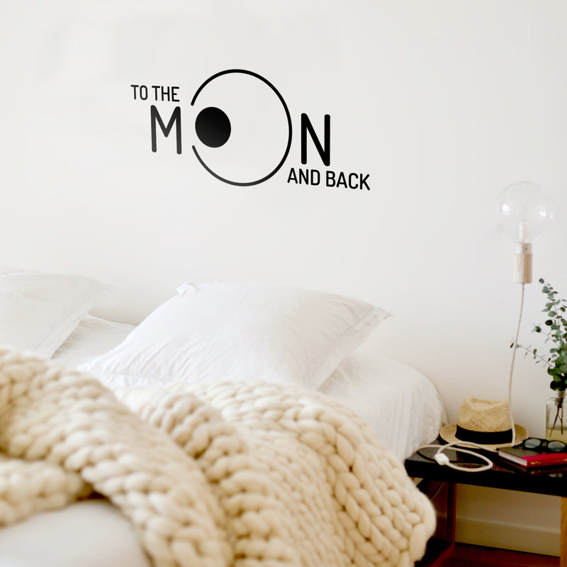 Vinyl Wall Art Decal - to The Moon and Back - 11" x 25" - Inspirational Trendy Home Bedroom Apartment Decor Decals - Positive Modern Indoor Outdoor Nursery Living Room Quotes (11" x 25"; Black) 2