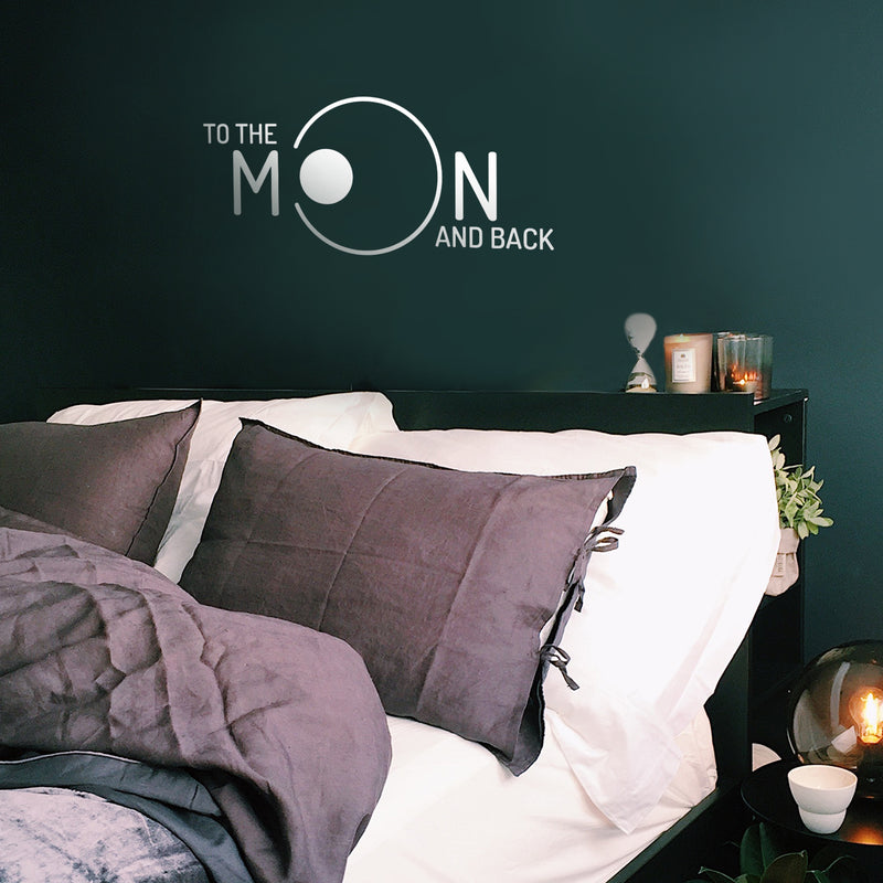 Vinyl Wall Art Decal - to The Moon and Back - 11" x 25" - Inspirational Trendy Home Bedroom Apartment Decor Decals - Positive Modern Indoor Outdoor Nursery Living Room Quotes (11" x 25"; White) 1