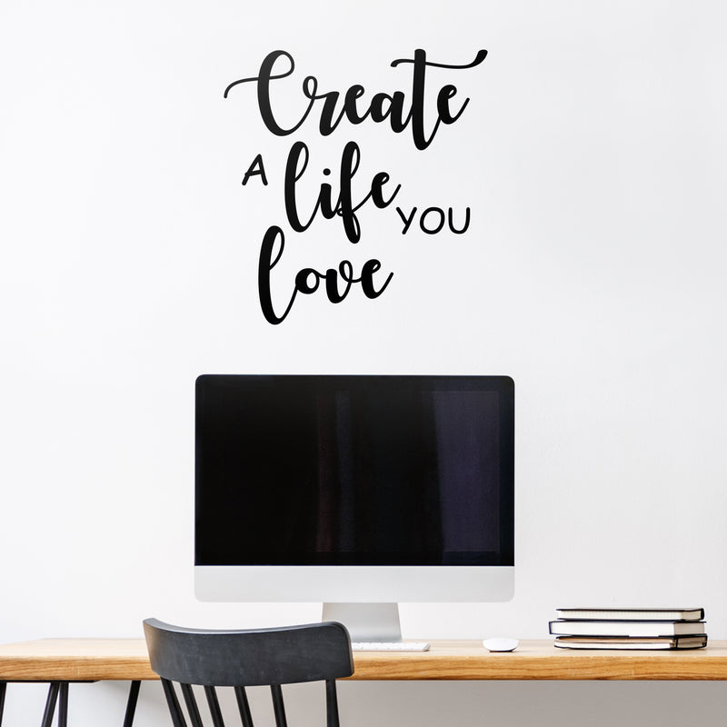 Vinyl Wall Art Decal - Create A Life You Love - 23" x 22" - Positive Modern Life Quotes for Home Bedroom Living Room Apartment Decoration - Trendy Motivational Office Workplace Business Decor 2