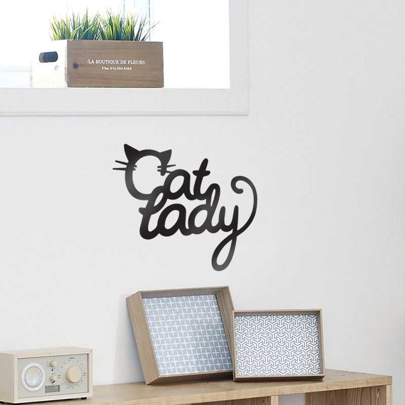 Vinyl Wall Art Decal - Cat Lady - 12.5" x 10.5" - Cute Kitty Whiskers Paw Home Apartment Bedroom Living Room Decor - Trendy Furry Pet Lovers Work Office Business Indoor Quote (12.5" x 10.5"; Black) 3