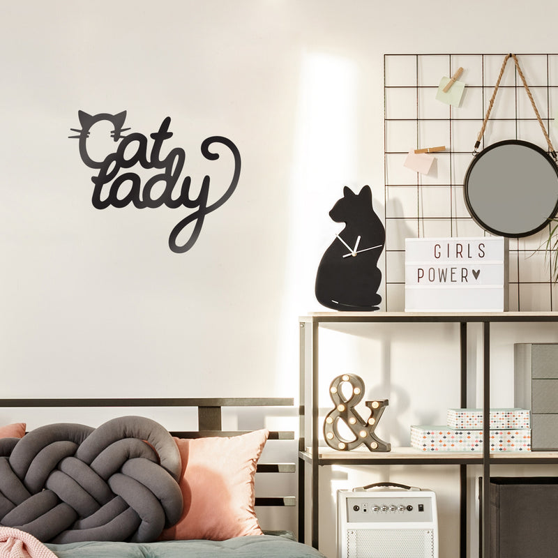 Vinyl Wall Art Decal - Cat Lady - 12.5" x 10.5" - Cute Kitty Whiskers Paw Home Apartment Bedroom Living Room Decor - Trendy Furry Pet Lovers Work Office Business Indoor Quote (12.5" x 10.5"; Black) 4